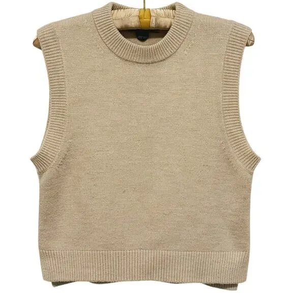 French Connection Millia Vhari Sleeveless Sweater Vest Small Beige Quiet Luxury - Picture 2 of 7